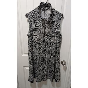 Ava & Grace Sleeveless Black & White Palm Print Tunic Dress Women's Size 1X